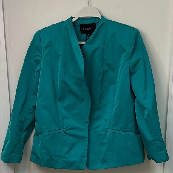 LAFAYETTE 148 Aqua Green Sateen Jacket 14 $498 NWT! - Picture 1 of 10
